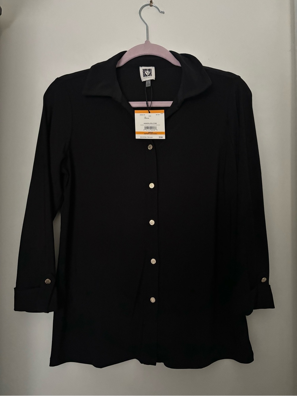 Anne Klein Black Button-Front Women's Shirt